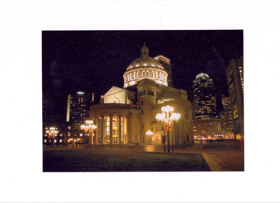 The Mother Church Extension at Night, card